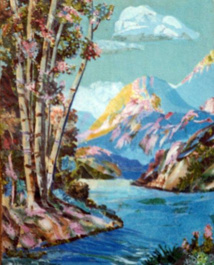 Aspens at River - A Cloth Collage by Grace Leonard